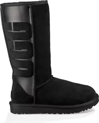 Ugg Classic Tall Ugg Rubber Black Shearling Boot Us 9 / Eu 40 / Uk 7 • $50