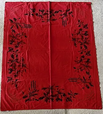 Vintage California Hand Prints Red Rectangle Tablecloth Christmas Holiday Print • $12.05
