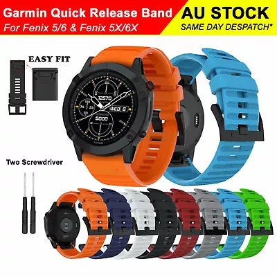 Garmin Fenix 5 6 5X 6X Smart Watch Band Soft Silicone Replacement Strap QuickFit • $13.85