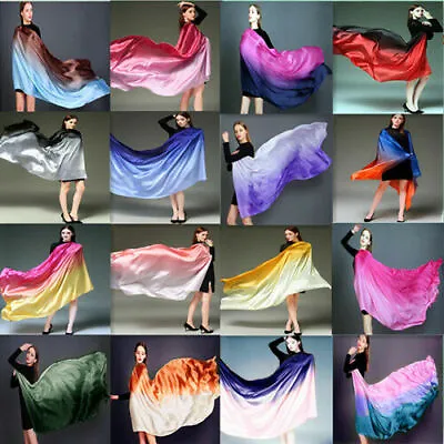£7.91 • Buy 100*190cm Colorful Gradient Women Silk Scarf Shawl Belly Dance Waving Scarf Veil