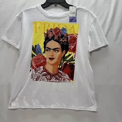 Frida Kahlo T-Shirt XS Womens Graphic Tee By Jerry Leigh White Viva La Vida New • $12