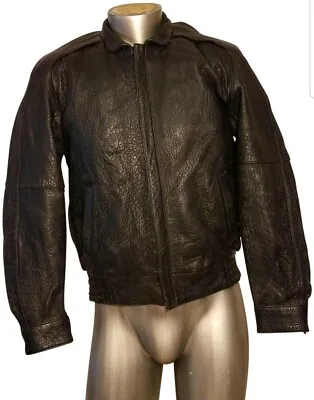 Cooper Collection Man Pebbled Leather Bomber Flight Man Jacket 36/med Saddlery • $87.49