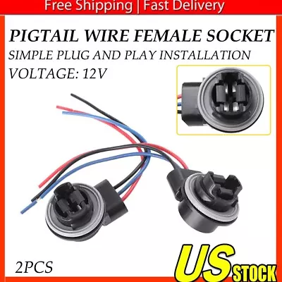 2X Front Turn Bulb Signal Light 3157 T25 Socket Harness Wire 12V Car Accessories • $10.49