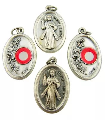 Divine Mercy Silver Tone Medal With 3rd Class Cloth Relic Lot Of 4 1 Inch • $14.32