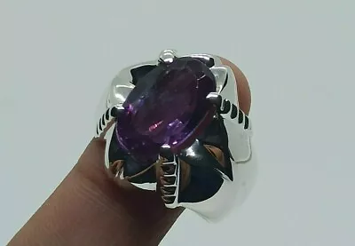 Rare Oval Cut 5 Carat Alexandrite Sterling Silver 925 Handmade Mens Unique Ring • $88