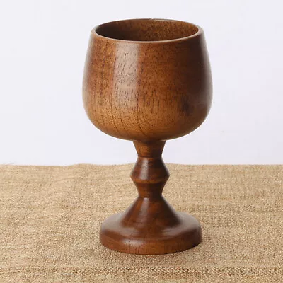 Wooden Goblet Red Wine Cup Primitive Handmade Coffee Cup Handcrafted 13cm • $22.99