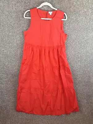 J. Crew Midi Dress Womens 8 Orange Sleeveless Tiered Pockets Boho Summer Casual • $29.99