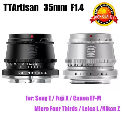 TTArtisan 35mm F1.4 APS-C MF Lens For Canon Sony Fuji Nikon Leica Camera • $97.14