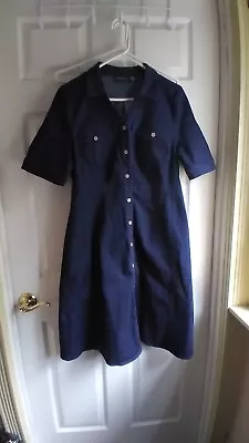 NINA LEONARD Blue Denim Shirt DRESS Size L New W/ Tag Stretch Cotton Shaped • $28