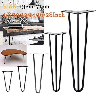 £19.90 • Buy Set Of 4 Hairpin Table Desk Bench Legs & Protector Feet 2&3 Prong 8  14  16  28 