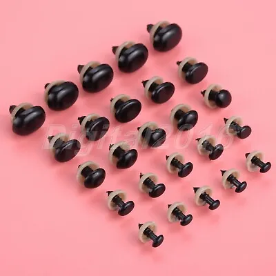 20/40Pcs Plastic Black Oval Safety Eyes Noses 5 Size Doll Puppet DIY Accessiries • £1.19