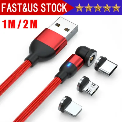 180°+360° Rotate Magnetic Charger Cable Phone Fast Charging Type C Micro USB IOS • $2.98