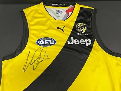 $395 • Buy AFL RICHMOND TIGERS DUSTIN MARTIN HAND SIGNED CLASH GUERNSEY DUSTY Premiers 