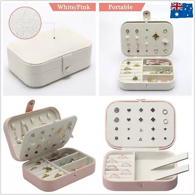 $14.50 • Buy Portable Travel Jewellery Box Organizer Leather Ornaments Display Case Storage