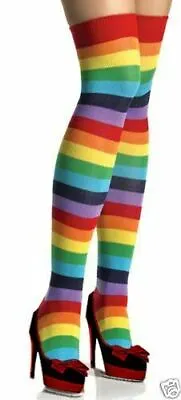 Womens Over The Knee Socks Plain & Striped Thigh High Adults Stretchy OTK Socks • £3.49