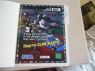 Old Stock Original CLUB KART SEGA      ARCADE Video  GAME  FLYER     • $8.49