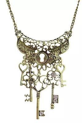$17.95 • Buy Steampunk Vintage Key To Your Heart Antique Keys Cog Charm Pirate Keys Necklace
