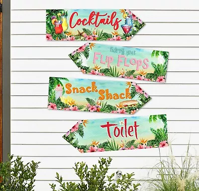£4.70 • Buy 4 Tropical Hawaii Flamingo Aloha Luau Party Decoration Signs Arrows (Set B)
