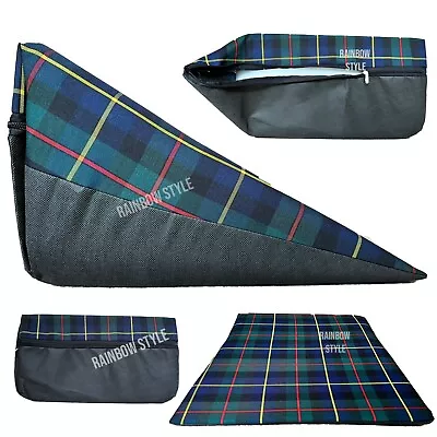 Wedge Pillow Large Acid Reflux Flex Support Bed With Tartan Design Cover GREEN • £21.99