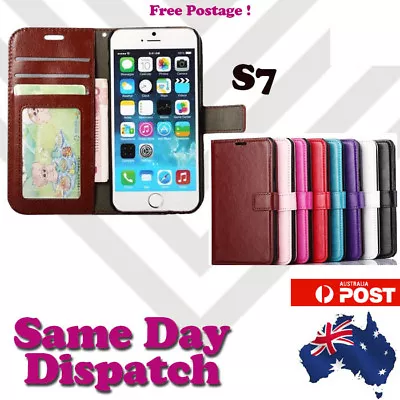 New Phone Wallet Case Cover For Samsung S7 Brown Black Red Photo Card Holder • $5.95