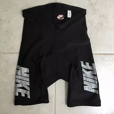 VTG Nike Cycling Chamois Pad Shorts Black Gray XL Train Gym Bike Booty Pant USA • $38