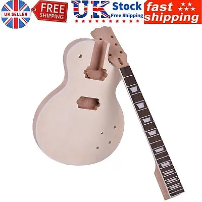 Unfinished  Style Electric Guitar DIY Kit -Solid Mahogany Body Neck UK C5D8 • £104.49