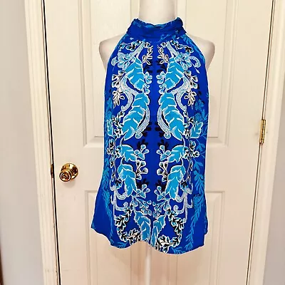 Lilly Pulitzer Donita Baja Cove Engineered Woven Alba Blue Halter Top Sz 8 $128 • $75