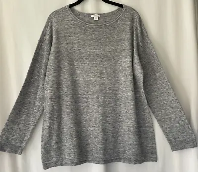 J Jill Pure Jill Pullover Sweater Size L Heather Gray Lightweight Cotton Blend • $14.50