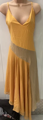 £7.50 • Buy Asos - Mustard Yellow / Nude Panelled Floaty Asymmetric Midi Dress - U.K. 10