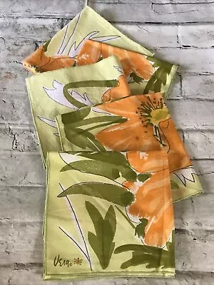 VTG VERA Neumann Orange Poppy Flower On Light Yellow Set Of 5 Napkins 17 X17  • $37.99