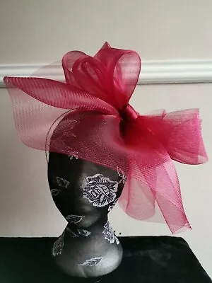 Dark Red Headband Crin Fascinator Millinery Hat Wedding Ascot • £9.90