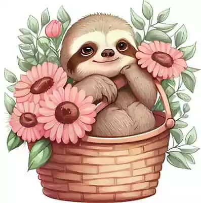 Cute Baby Sloth Colourful Nursery Wall Art Bedroom Vinyl Sticker Decals W590 • £3.99