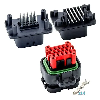 14 Pin Tyco AMPSEAL Automotive ECU PCB Male/Female Waterproof Connector Plug Kit • $4.18