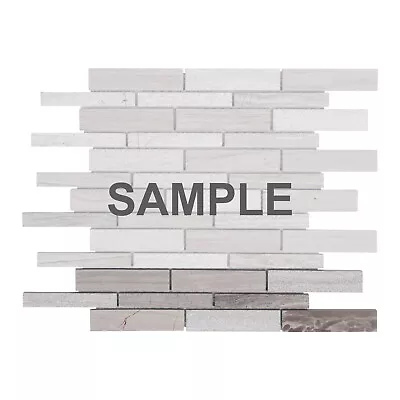 Taupe Gray Linear White Oak Marble Stone Linear Mosaic Tile Backsplash Kitchen • $3.99