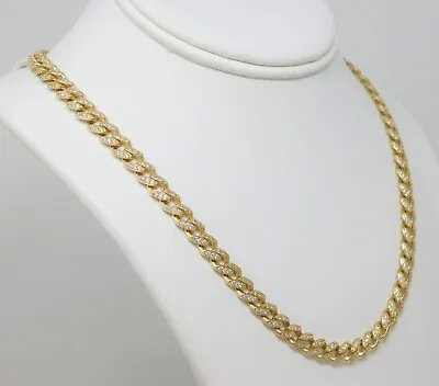 14 Kt Gold CZ Cubic Zirconia Cuban Link Flexible Chain Necklace 19.75  B6243 • $2356