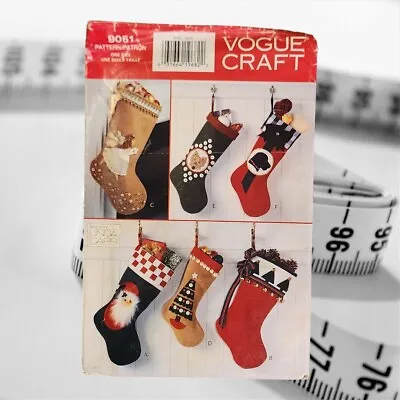 Vogue Craft Pattern 9051 Linda Carr Christmas Stockings Uncut Vintage 1994 • $14.99