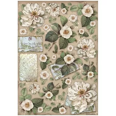 Stamperia Rice Paper Sheet A4-Vintage Library Flowers & Letters • $8.73