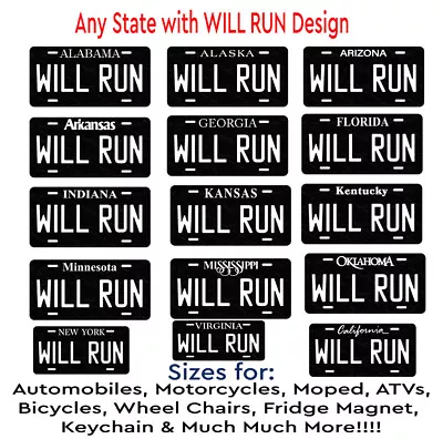 WILL RUN With State Auto License Metal Plate Tag Car Bicycle ATV Keychain Magnet • $17.99