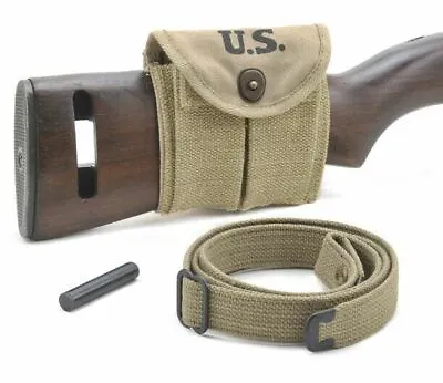 USGI WW2 .30 M1 CARBINE SLING OILER & BUTTSTOCK POUCH KHAKI Dated 1942 • $29.99