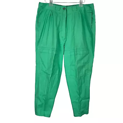 Vintage Special Events Green Cropped High Waist Pleated Pocket Pants SZ 20 • $24