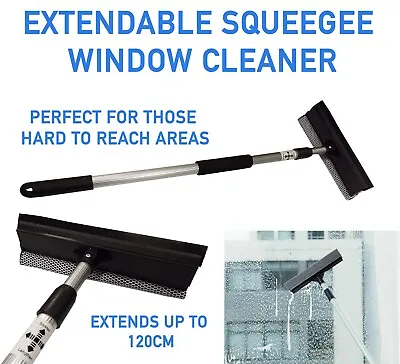 £8.99 • Buy Telescopic Window Cleaner, Water Squeegee Glass Blade Wiper Sponge Dryer