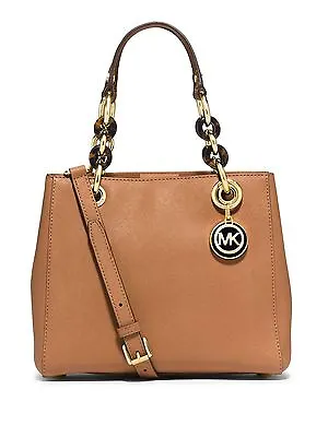 Michael Kors Cynthia Small Leather Satchel Shoulder Bag $298 Peanut #037 NWT • $178.49