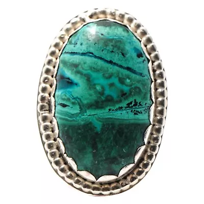 Fine Green Malachite Sterling Silver Split Band Ring Signed NC (Sz 7) M102 • $5