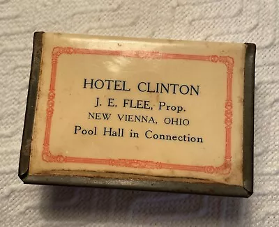 Advertising HOTEL CLINTON NEW VIENNA OHIO Match Safe Matchbox Cover Holder • $24.99