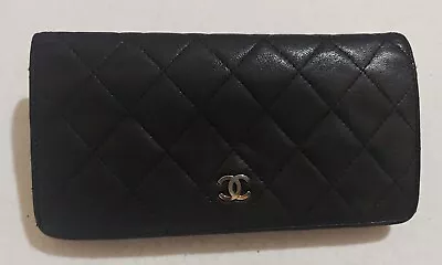 CHANEL Authentic CC Logos Quilted  Wallet Purse Lamb Leather • £148.68