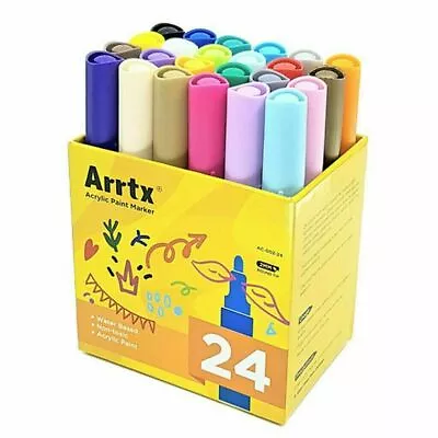 Arrtx 24 Acrylic Paint MarkersWater Based Multi-Surface Non-Toxic Acrylic Paint • £9.99