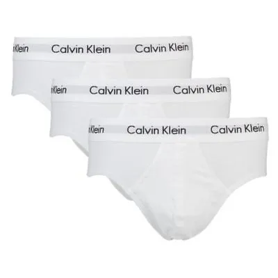 Calvin Klein U2661G-100 100% Authentic Mens Cotton HIP Briefs – 3 Pack White • £29.99