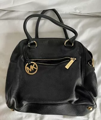 Michael Kors Black Leather Top-Zip Medium Handbag 15” X 12” Purse • $29.95