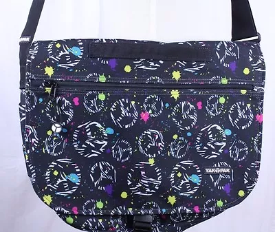 Yak Pak Paint Spatter Peace Sign Deluxe Messenger Bookbag Travel Shoulder Bag • $29