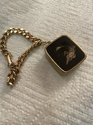 Vtg Sankyo Japan Miniature Music Box Charm Damascene Bracelet • $49.99